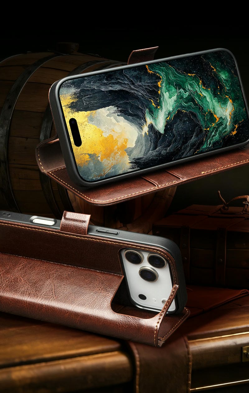 Bao da iPhone 17 Pro Max Qlino Wallet da bò thật 251